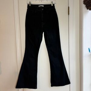 Elizabeth and James High Rise Flare Black Denim Jeans Women Size 4S 27